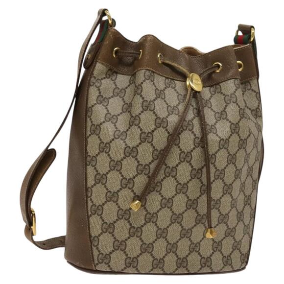 GUCCI GG Supreme Sherry Line Shoulder Bag Pvc Beige Gold 72 02 034 - Picture 1 of 16